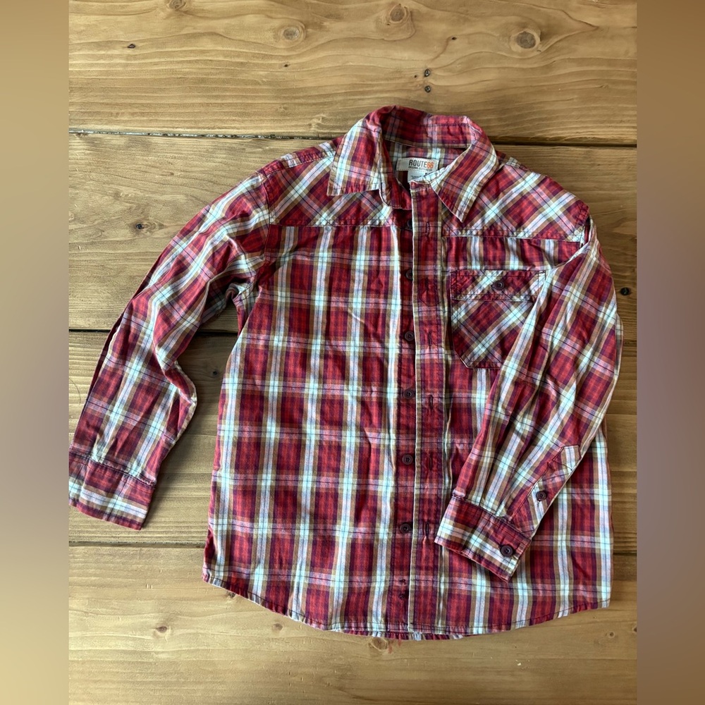 Red Plaid Boys Button-Down Shirt